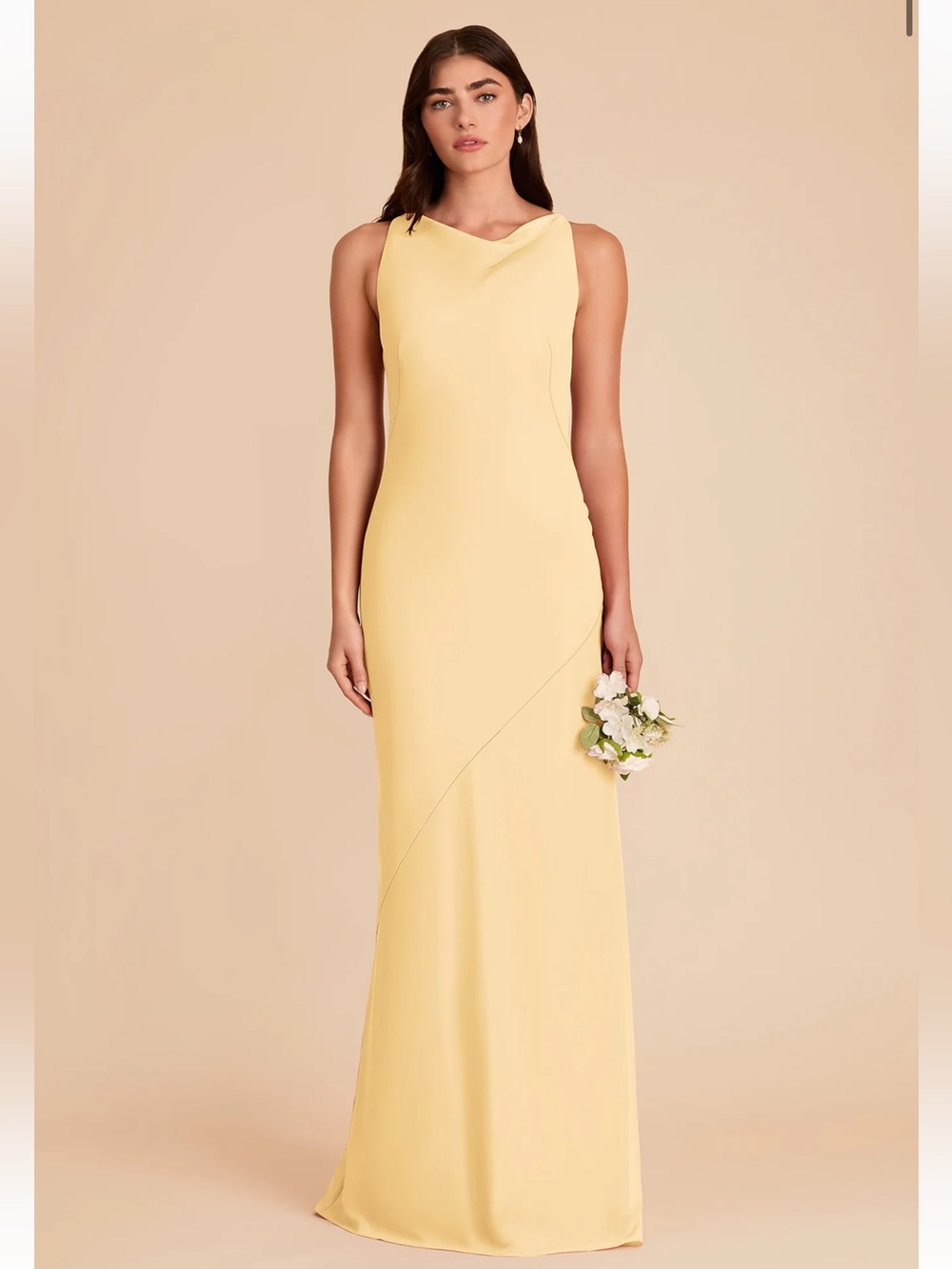 Birdy Grey Destiny Chiffon Dress Butter Yellow Maxi Bridesmaid Dress Size S